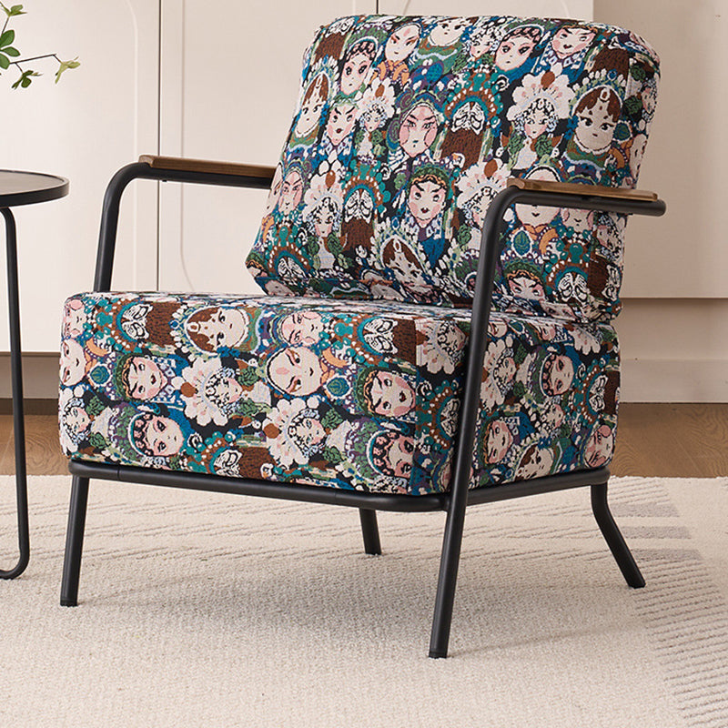 Zeitgenössischer kreativer Akzentstuhl aus Baumwollleinen und Kohlenstoffstahl mit ergonomischem Design für Wohnzimmer und Schlafzimmer 