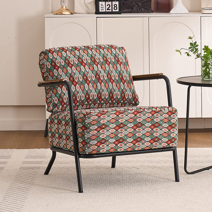 Chaise d'accent carrée contemporaine en coton lin créatif et acier au carbone avec design ergonomique pour salon et chambre 