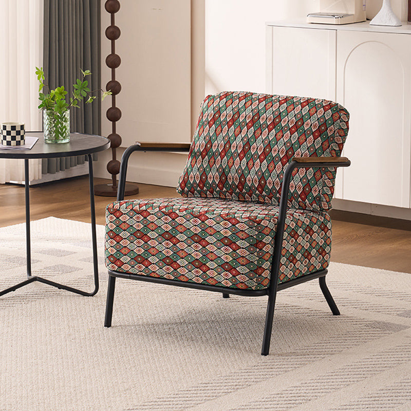 Zeitgenössischer kreativer Akzentstuhl aus Baumwollleinen und Kohlenstoffstahl mit ergonomischem Design für Wohnzimmer und Schlafzimmer 
