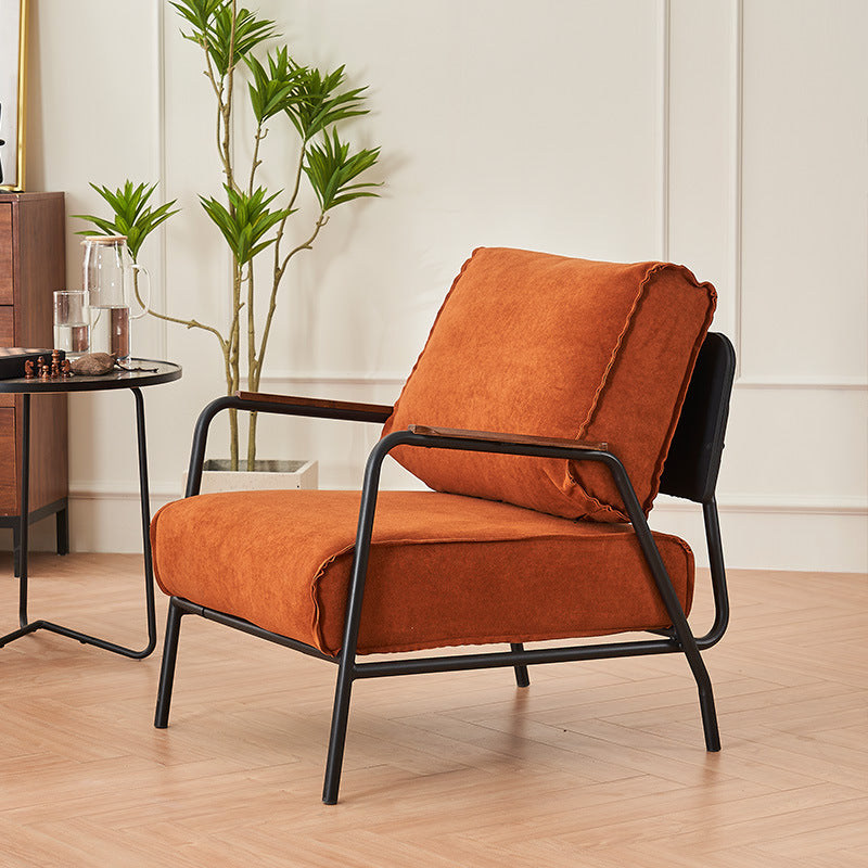 Modern Minimalist Velvet Metal Square Accent Chair With Ergonomic Design For Living Room