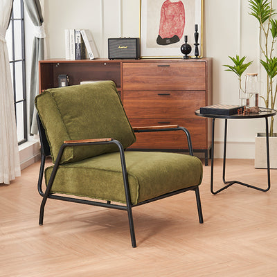 Modern Minimalist Velvet Metal Square Accent Chair With Ergonomic Design For Living Room