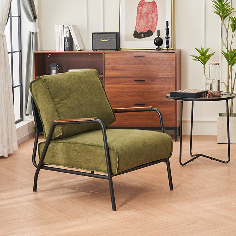 Modern Minimalist Velvet Metal Square Accent Chair With Ergonomic Design For Living Room