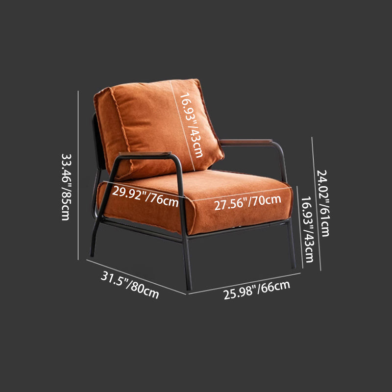 Modern Minimalist Velvet Metal Square Accent Chair With Ergonomic Design For Living Room