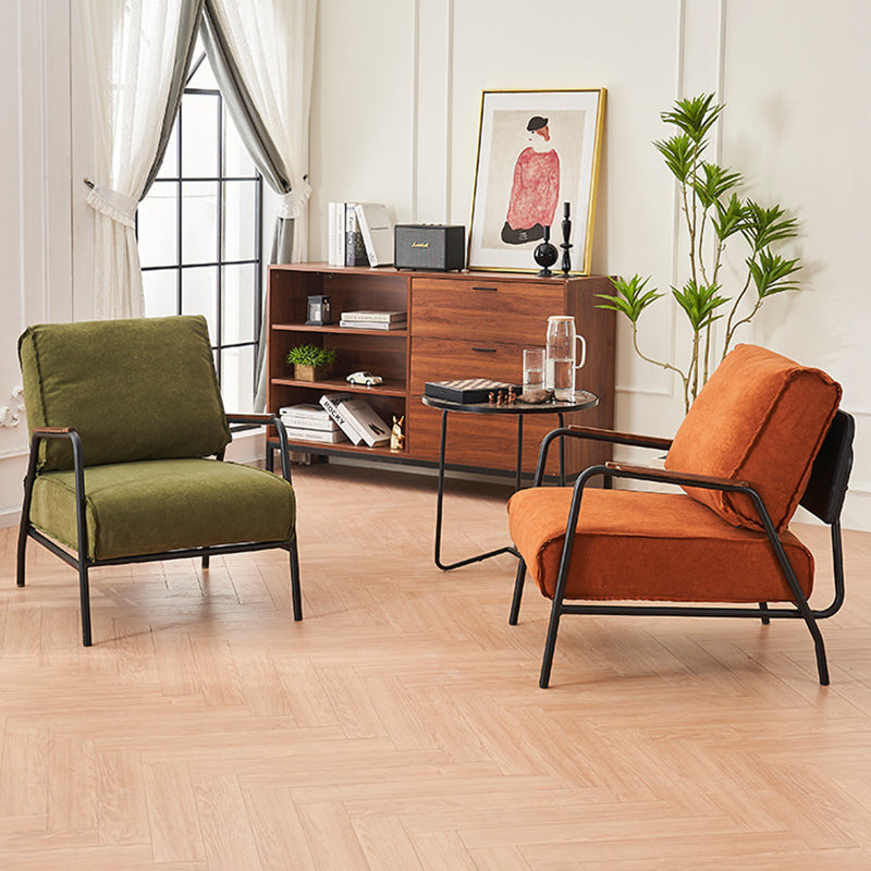 Modern Minimalist Velvet Metal Square Accent Chair With Ergonomic Design For Living Room