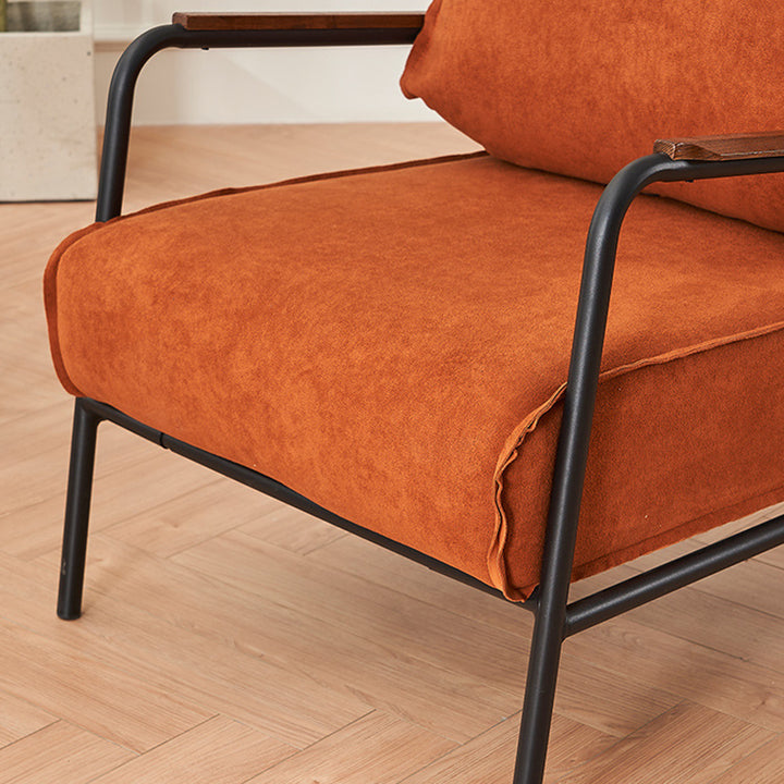 Modern Minimalist Square Fabric Eucalyptus Wood Carbon Steel Accent Chair With Ergonomic Design For Living Room