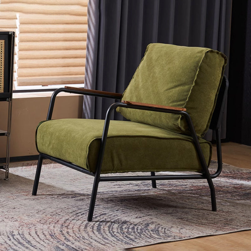 Modern Minimalist Velvet Metal Square Accent Chair With Ergonomic Design For Living Room