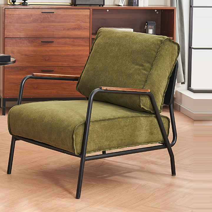 Modern Minimalist Square Fabric Eucalyptus Wood Carbon Steel Accent Chair With Ergonomic Design For Living Room
