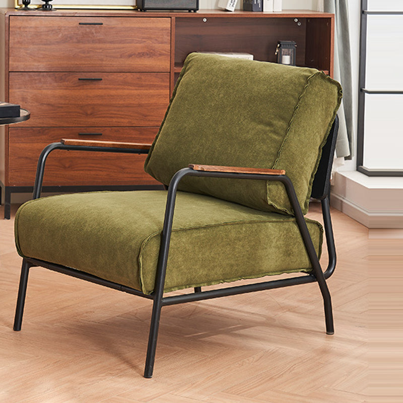 Modern Minimalist Velvet Metal Square Accent Chair With Ergonomic Design For Living Room