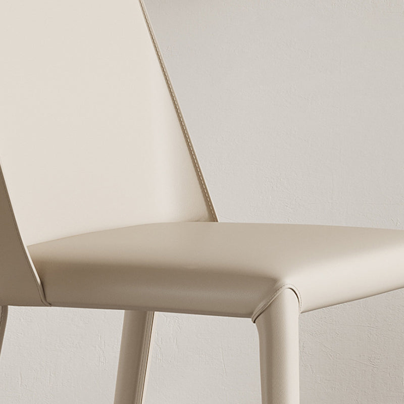 Modern Minimalist Saddle Leather And Carbon Steel Square Dining Chair For Dining Room