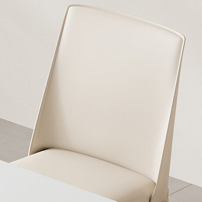 Modern Minimalist Saddle Leather And Carbon Steel Square Dining Chair For Dining Room