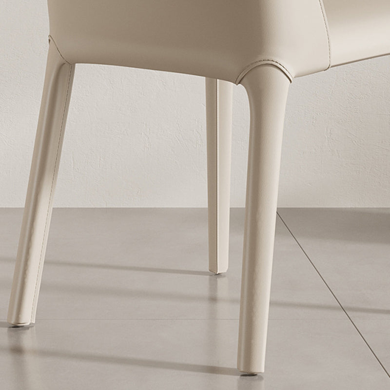 Modern Minimalist Saddle Leather And Carbon Steel Square Dining Chair For Dining Room