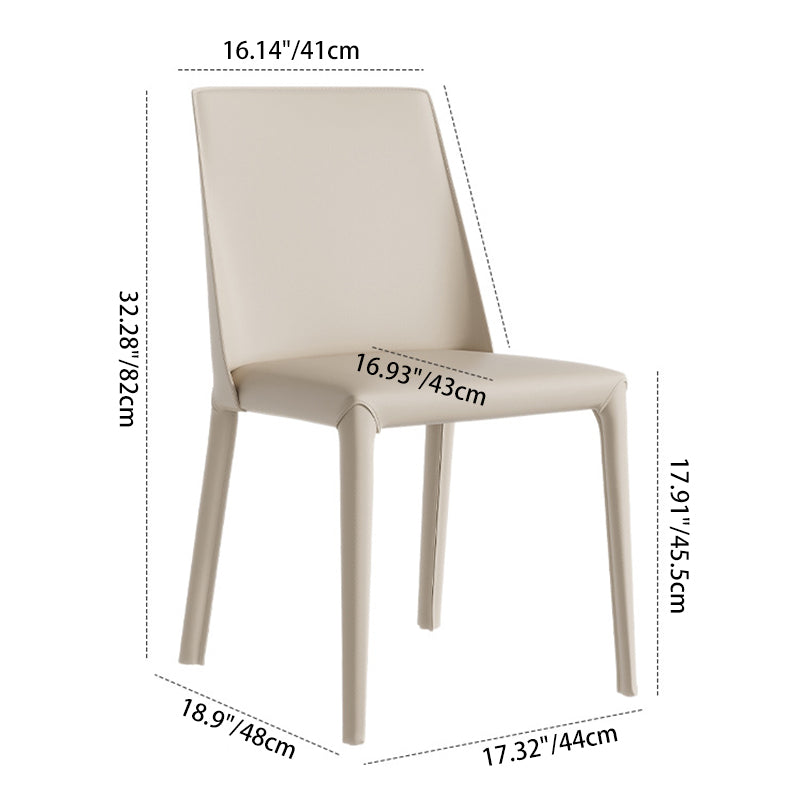 Modern Minimalist Saddle Leather And Carbon Steel Square Dining Chair For Dining Room
