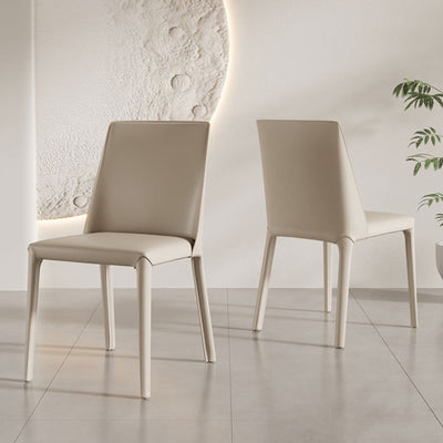 Modern Minimalist Saddle Leather And Carbon Steel Square Dining Chair For Dining Room
