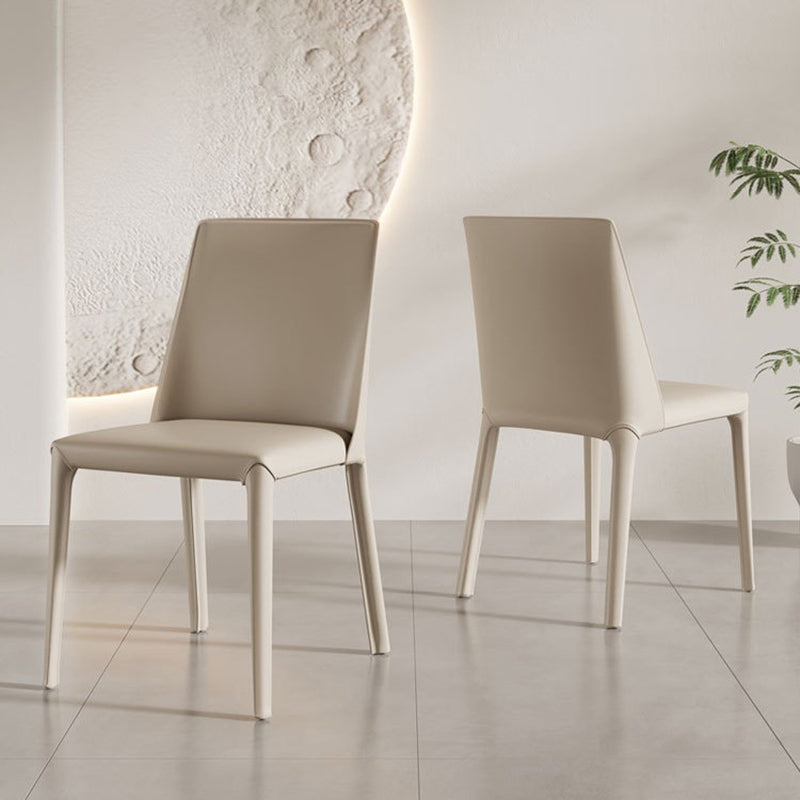 Modern Minimalist Saddle Leather And Carbon Steel Square Dining Chair For Dining Room