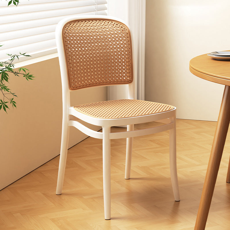 Traditional Vintage Plastic Woven-Style Trapezoid Dining Chair For Dining Room &amp; Living Room