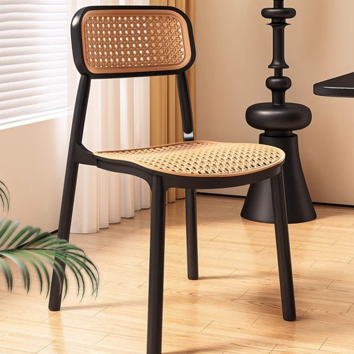 Traditional Vintage Plastic Woven-Style Trapezoid Dining Chair For Dining Room &amp; Living Room
