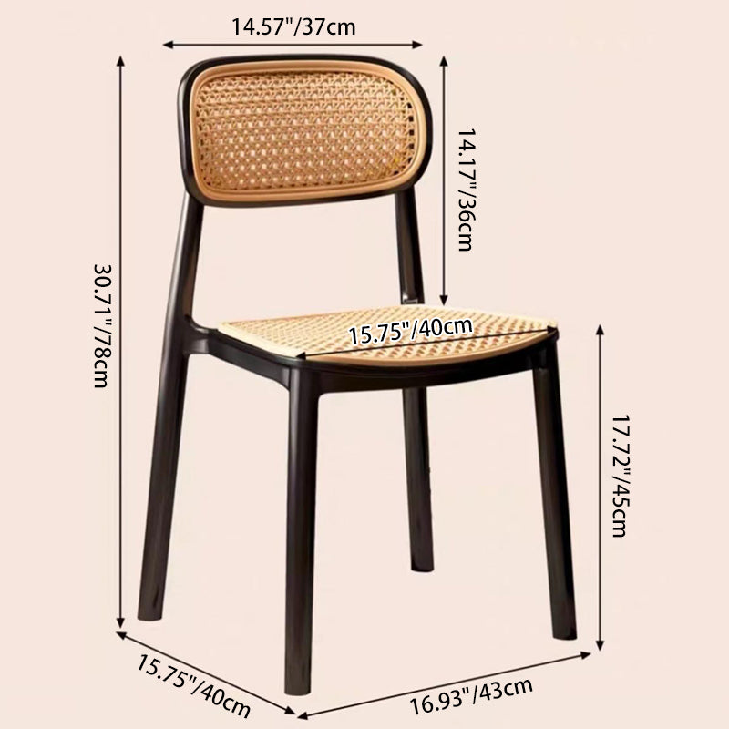 Traditional Vintage Plastic Woven-Style Trapezoid Dining Chair For Dining Room &amp; Living Room