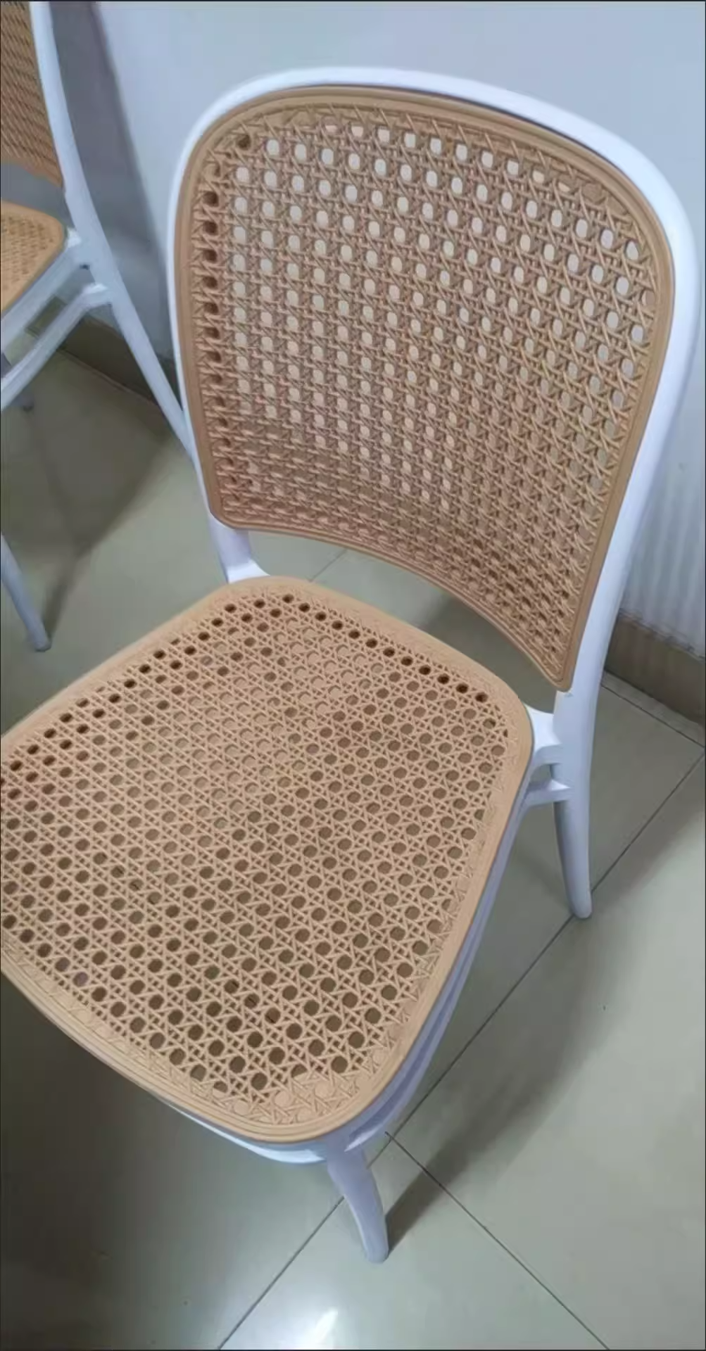 Traditional Vintage Plastic Woven-Style Trapezoid Dining Chair For Dining Room &amp; Living Room