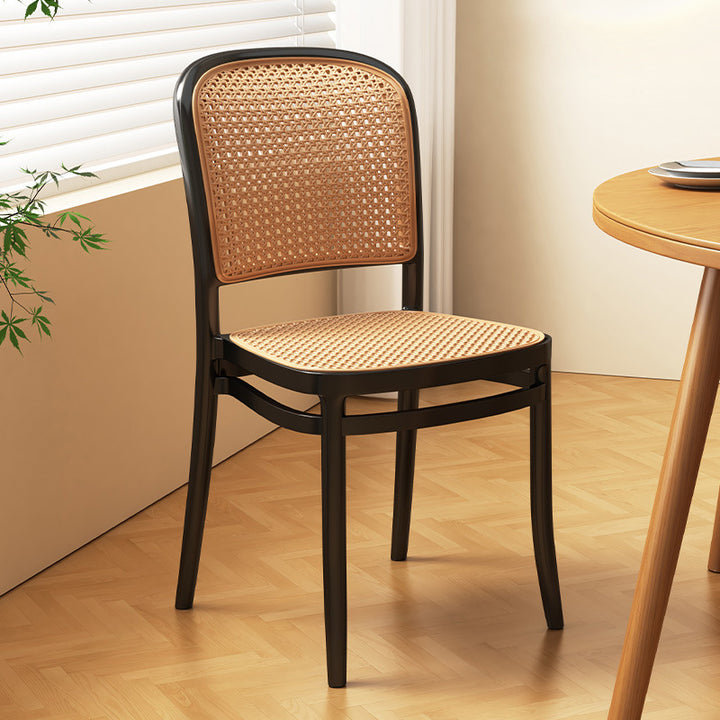 Traditional Vintage Plastic Woven-Style Trapezoid Dining Chair For Dining Room &amp; Living Room