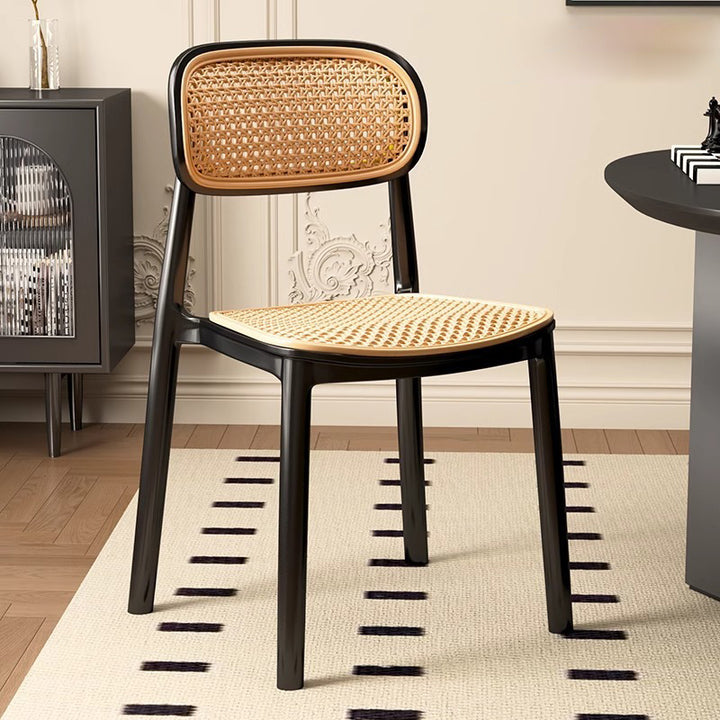 Traditional Vintage Plastic Woven-Style Trapezoid Dining Chair For Dining Room &amp; Living Room