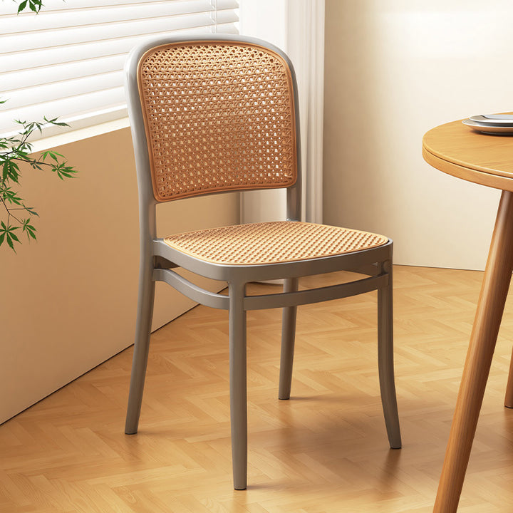 Traditional Vintage Plastic Woven-Style Trapezoid Dining Chair For Dining Room &amp; Living Room