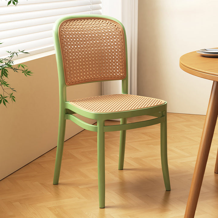 Traditional Vintage Plastic Woven-Style Trapezoid Dining Chair For Dining Room &amp; Living Room