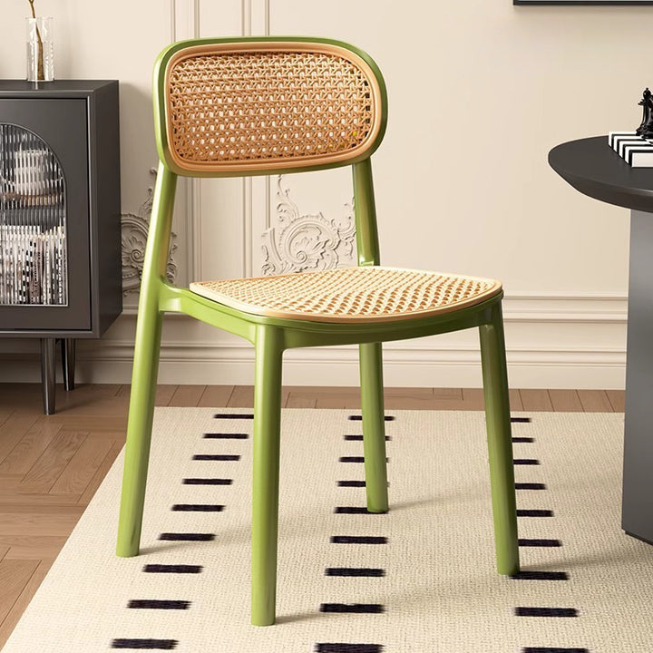 Traditional Vintage Plastic Woven-Style Trapezoid Dining Chair For Dining Room &amp; Living Room