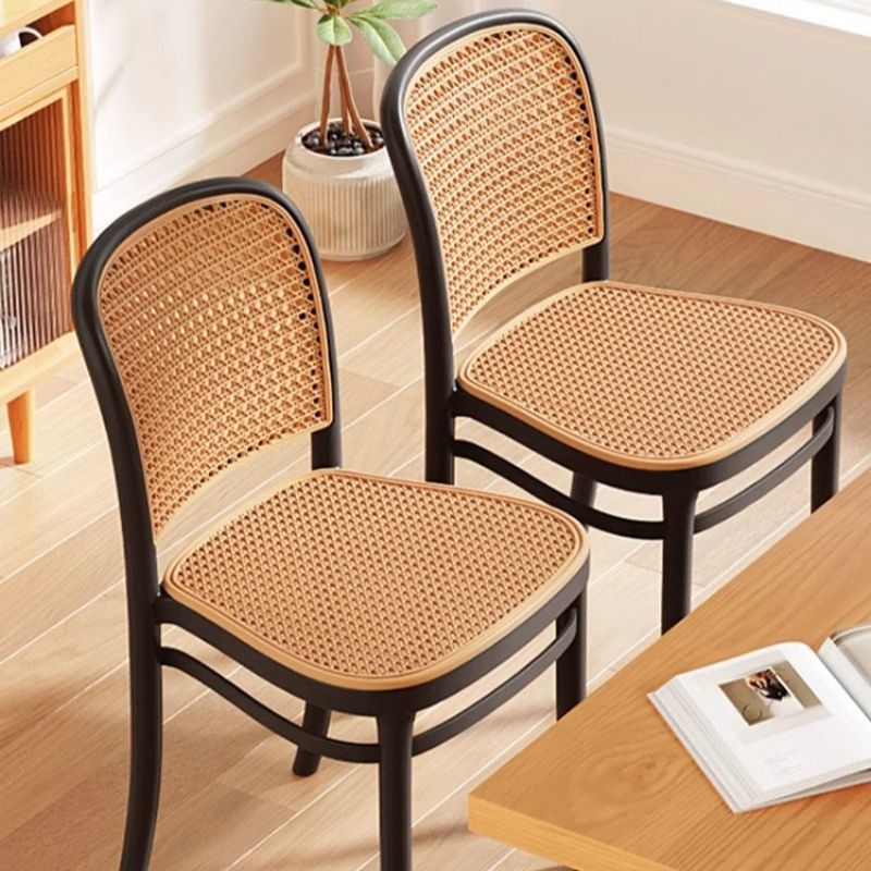 Traditional Vintage Plastic Woven-Style Trapezoid Dining Chair For Dining Room &amp; Living Room