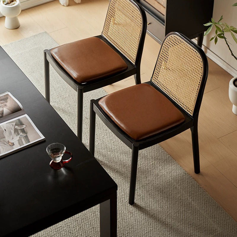 Zeitgenössischer nordischer Holz-Ledersessel für Esszimmer und Wohnzimmer 