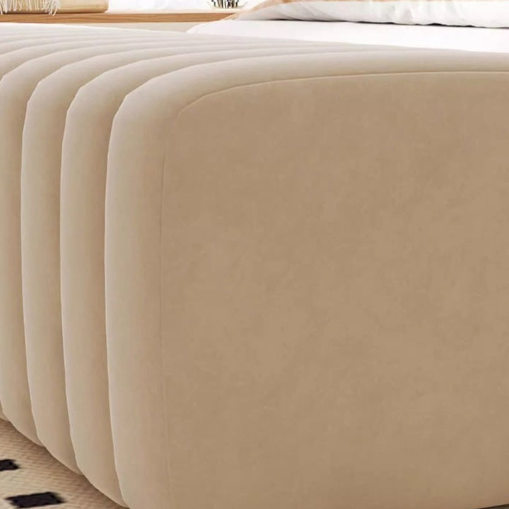 Banc rectangulaire contemporain en bois et velours nordique pour entrée, chambre, salon 