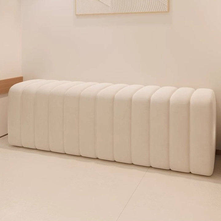 Banc rectangulaire contemporain en bois et velours nordique pour entrée, chambre, salon 