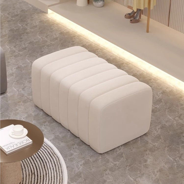 Banc rectangulaire contemporain en bois et velours nordique pour entrée, chambre, salon 