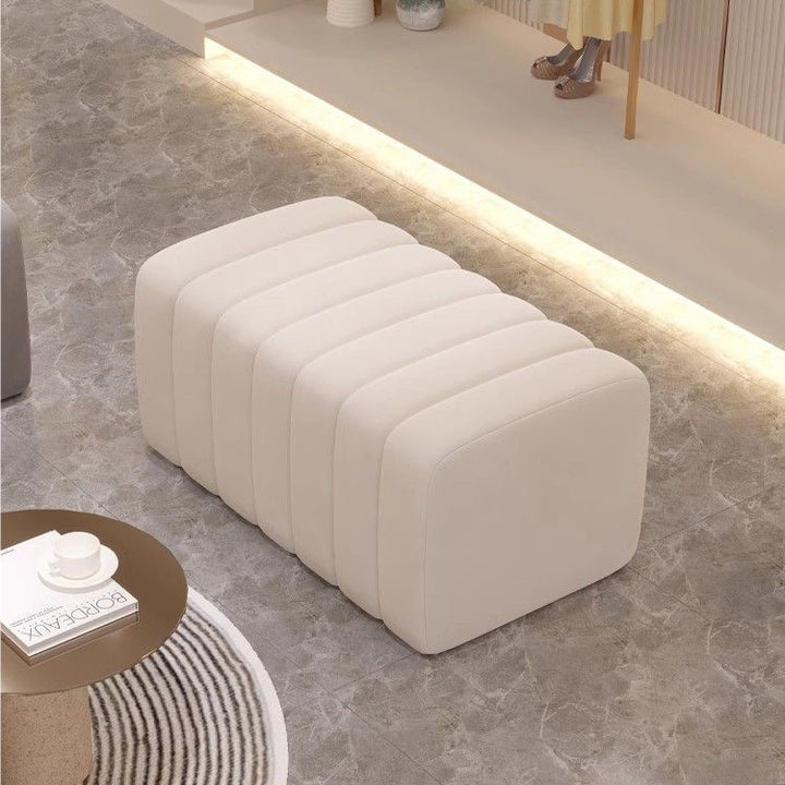 Banc rectangulaire contemporain en bois et velours nordique pour entrée, chambre, salon 
