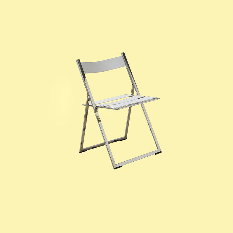 Modern Mid-Century Saddle Leather Stainless Steel Square Dining Chair Foldable Seat For Kitchen & Living Room