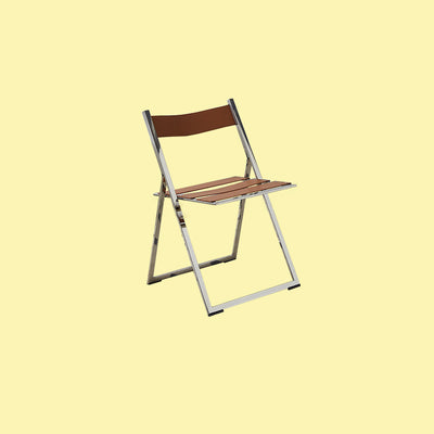 Modern Mid-Century Saddle Leather Stainless Steel Square Dining Chair Foldable Seat For Kitchen & Living Room