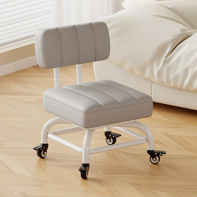 Modern Minimalist PU Leather &amp; PP Plastic Square Low Stool Rotatable &amp; Mobile Seating For Bedroom &amp; Living Room