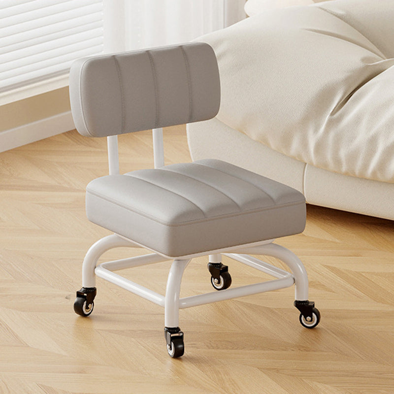 Modern Minimalist PU Leather &amp; PP Plastic Square Low Stool Rotatable &amp; Mobile Seating For Bedroom &amp; Living Room