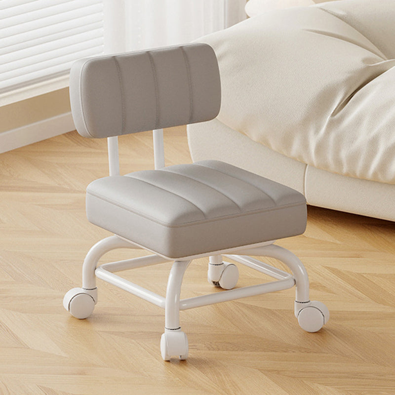Modern Minimalist PU Leather &amp; PP Plastic Square Low Stool Rotatable &amp; Mobile Seating For Bedroom &amp; Living Room