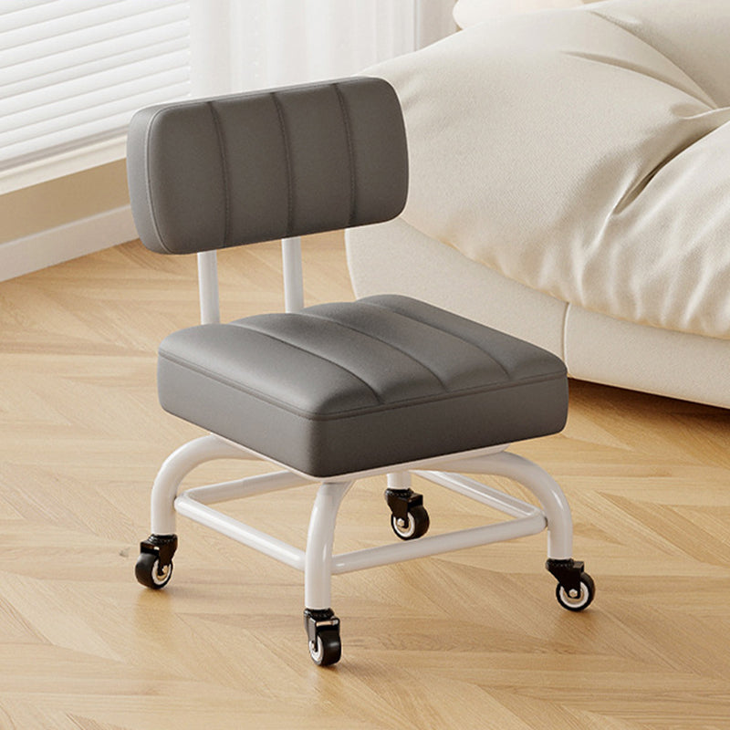 Modern Minimalist PU Leather &amp; PP Plastic Square Low Stool Rotatable &amp; Mobile Seating For Bedroom &amp; Living Room