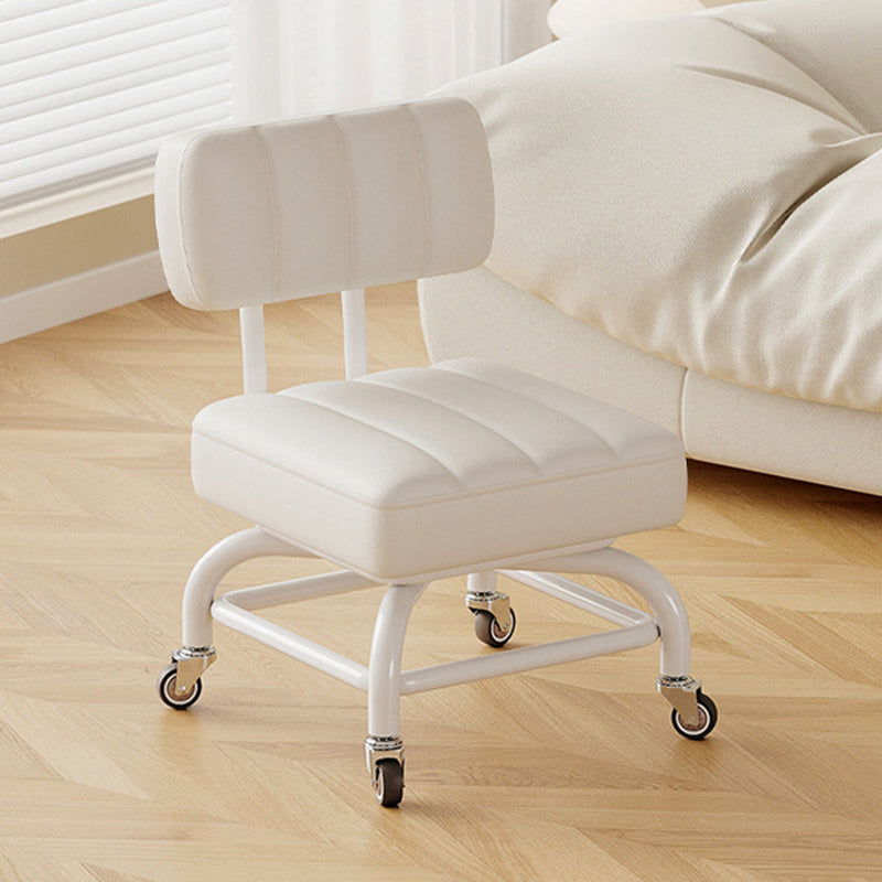 Modern Minimalist PU Leather &amp; PP Plastic Square Low Stool Rotatable &amp; Mobile Seating For Bedroom &amp; Living Room