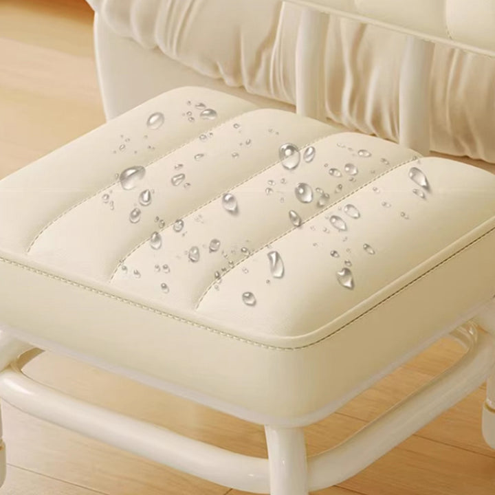 Modern Minimalist PU Leather &amp; PP Plastic Square Low Stool Rotatable &amp; Mobile Seating For Bedroom &amp; Living Room