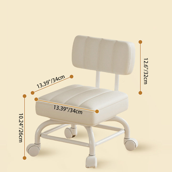 Modern Minimalist PU Leather &amp; PP Plastic Square Low Stool Rotatable &amp; Mobile Seating For Bedroom &amp; Living Room