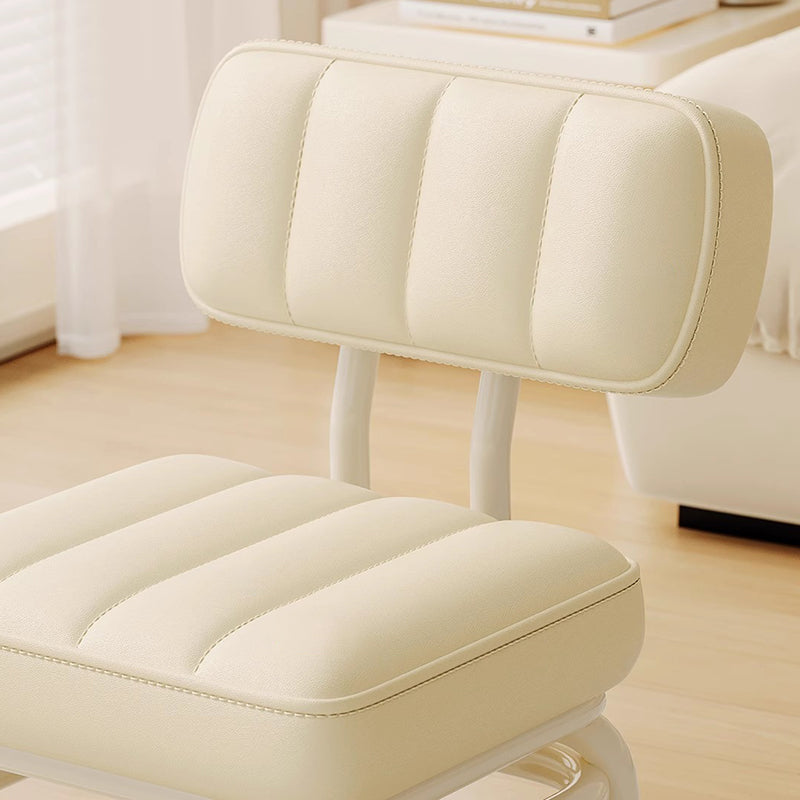 Modern Minimalist PU Leather &amp; PP Plastic Square Low Stool Rotatable &amp; Mobile Seating For Bedroom &amp; Living Room