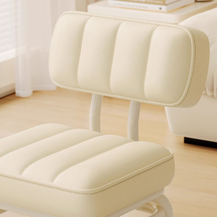Modern Minimalist PU Leather &amp; PP Plastic Square Low Stool Rotatable &amp; Mobile Seating For Bedroom &amp; Living Room