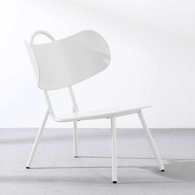Contemporary Nordic Plastic &amp; Iron Curved Back Round Seat Accent Chair For Bedroom, Living Room, Balcony