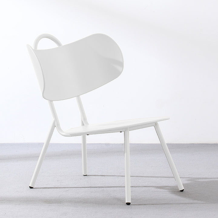 Contemporary Nordic Plastic &amp; Iron Curved Back Round Seat Accent Chair For Bedroom, Living Room, Balcony
