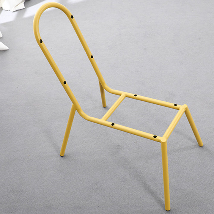 Contemporary Nordic Plastic &amp; Iron Curved Back Round Seat Accent Chair For Bedroom, Living Room, Balcony