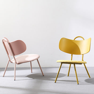 Zeitgenössischer nordischer Kunststoff- & Eisen-Stuhl mit gebogener Rückenlehne und rundem Sitz für Schlafzimmer, Wohnzimmer, Balkon 