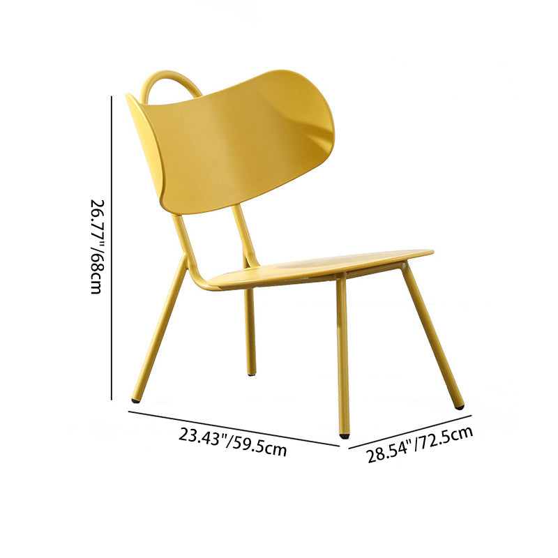 Zeitgenössischer nordischer Kunststoff- & Eisen-Stuhl mit gebogener Rückenlehne und rundem Sitz für Schlafzimmer, Wohnzimmer, Balkon 