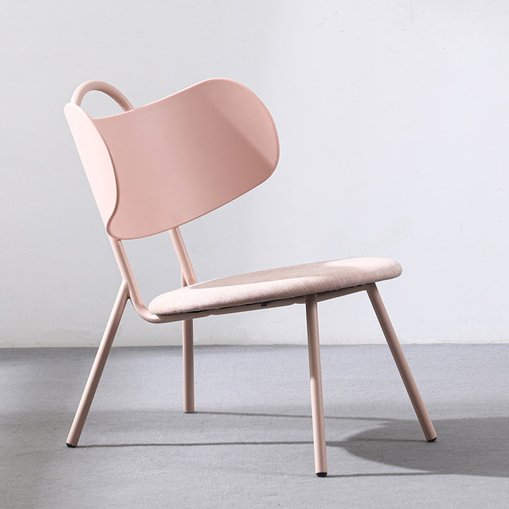 Contemporary Nordic Plastic &amp; Iron Curved Back Round Seat Accent Chair For Bedroom, Living Room, Balcony